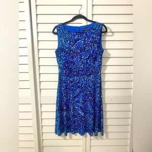 Blue Patterned Sleeveless Dress